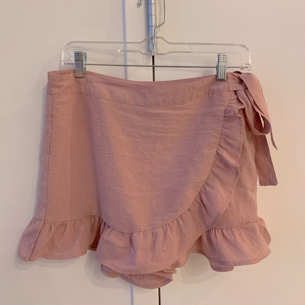 Red and blush gingham skort